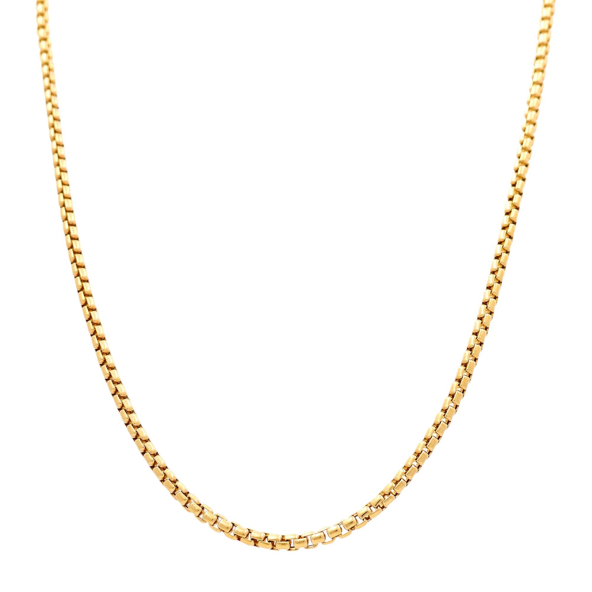 14K Yellow Gold Round Box Chain 24" - Miral Jewelry