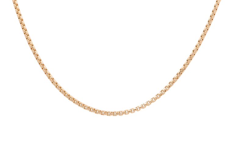 14K Yellow Gold Round Box Women's Chain 16" - Miral Jewelry