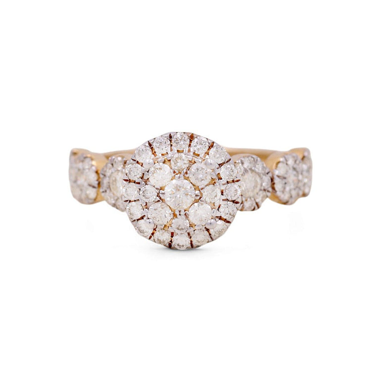 14K Yellow Gold Round Diamond Engagement Ring with 1.30Tw Round Diamond - Miral Jewelry