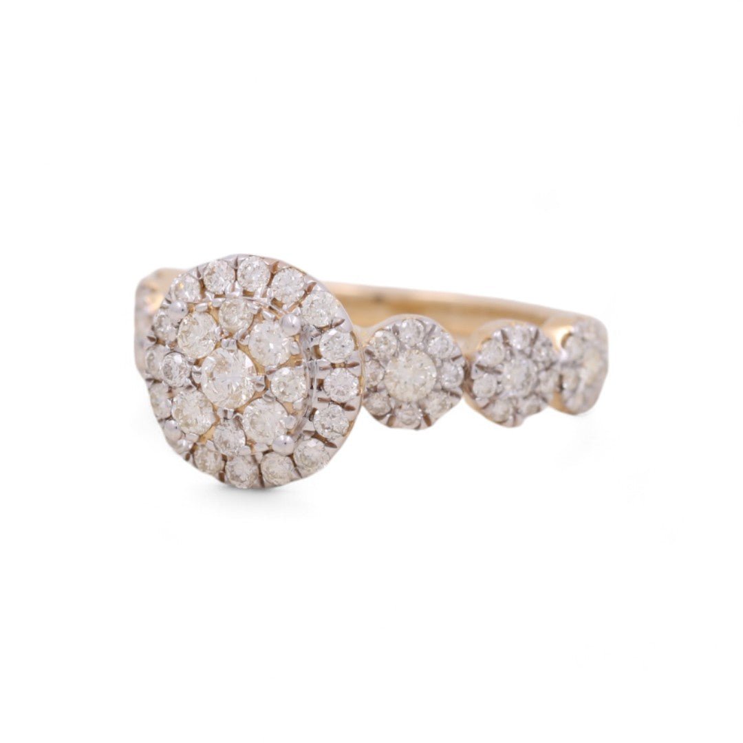 14K Yellow Gold Round Cluster Diamond Engagement Ring 1.30 ct tw – view 2