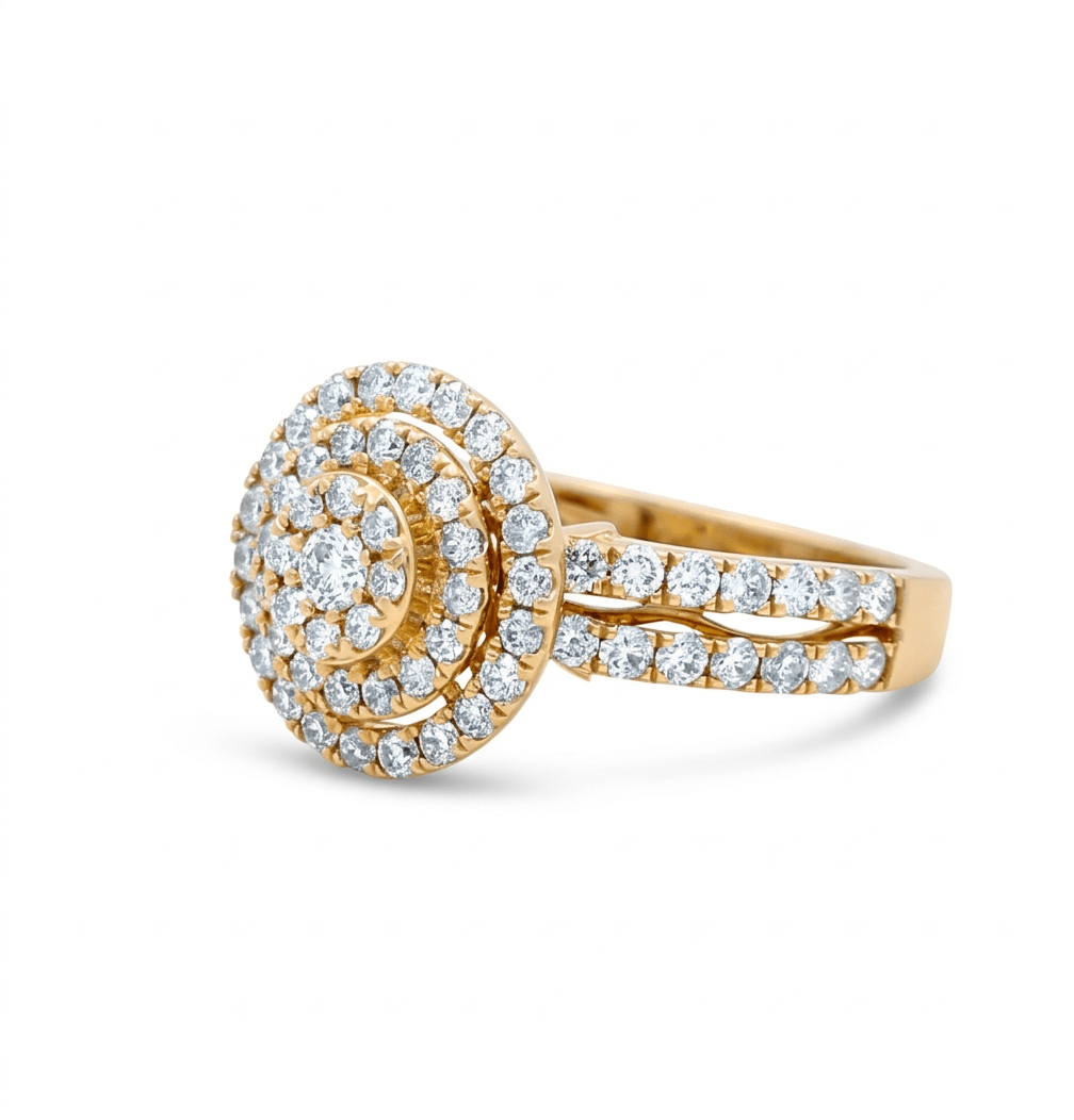 14K Yellow Gold Round Diamond Engagement Ring with 1.66Tw Round Diamond - Miral Jewelry