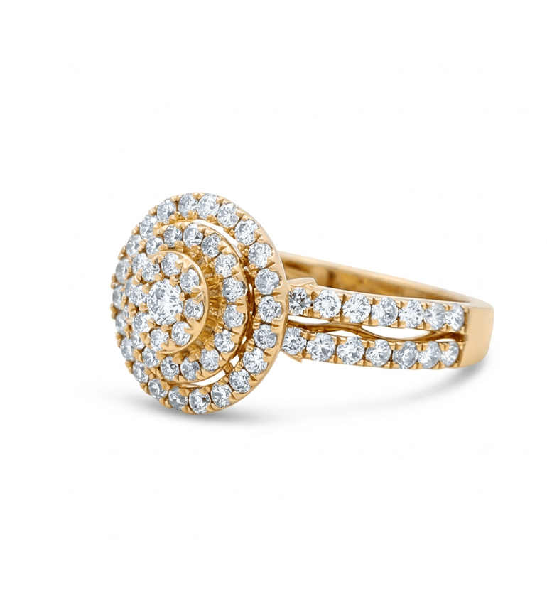 14K Yellow Gold Round Diamond Engagement Ring with 1.66Tw Round Diamond - Miral Jewelry