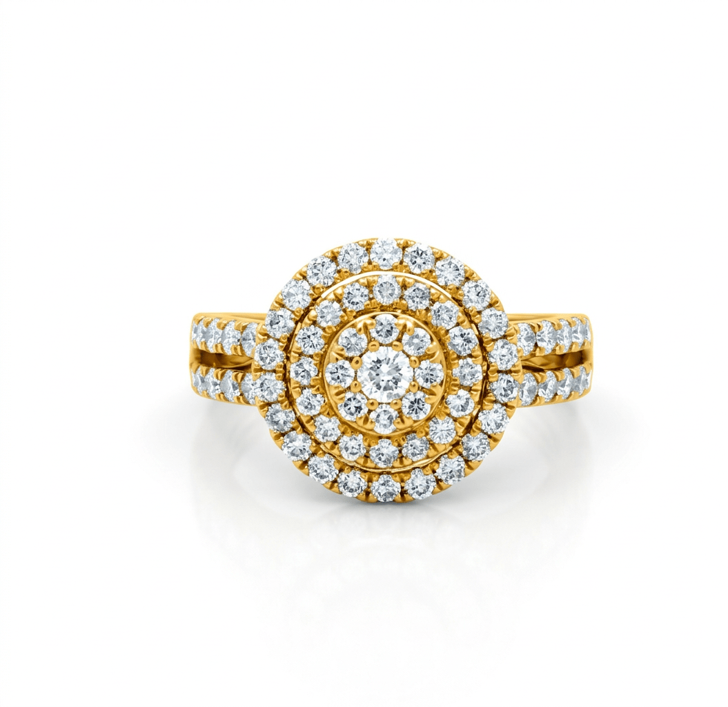 14K Yellow Gold Round Diamond Engagement Ring with 1.66Tw Round Diamond - Miral Jewelry