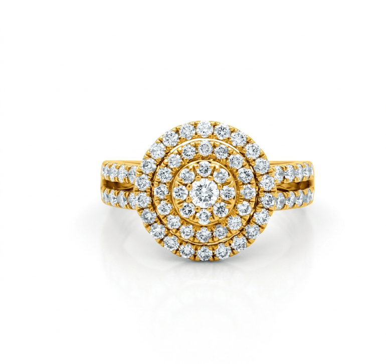 14K Yellow Gold Round Diamond Engagement Ring with 1.66Tw Round Diamond - Miral Jewelry