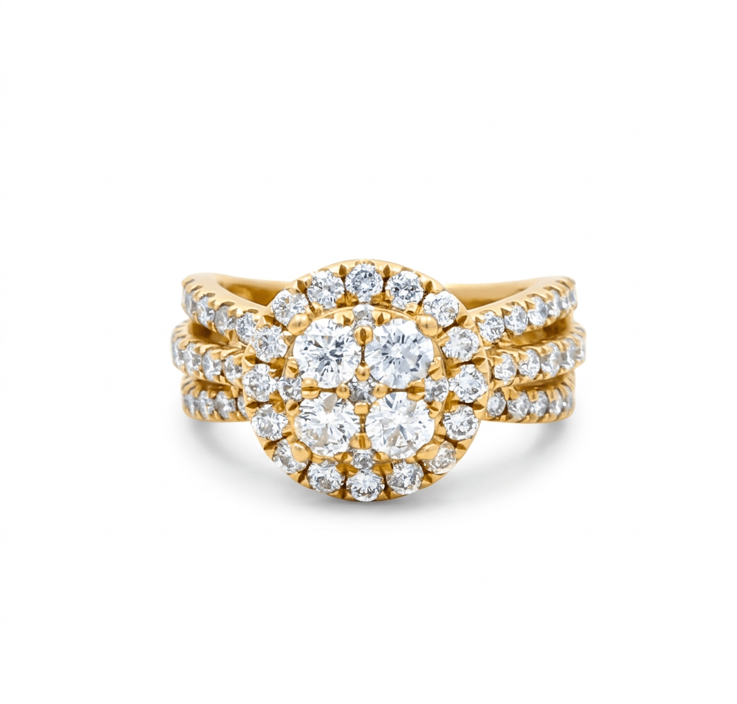14K Yellow Gold Round Diamond Engagement Ring with 2.49Tw Round Diamond - Miral Jewelry