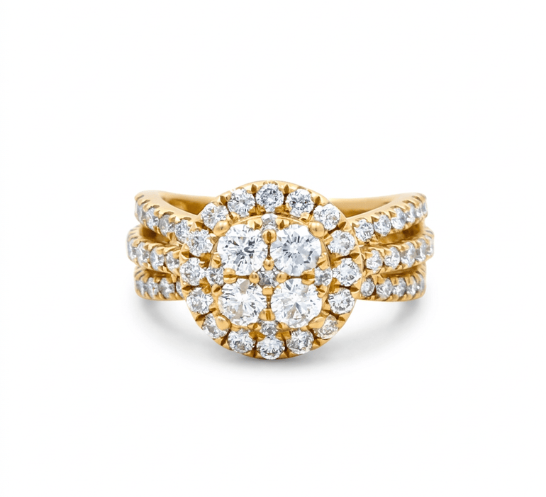 14K Yellow Gold Round Diamond Engagement Ring with 2.49Tw Round Diamond - Miral Jewelry