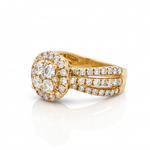 14K Yellow Gold Round Diamond Engagement Ring with 2.49Tw Round Diamond - Miral Jewelry