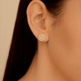 14K Yellow Gold Round Earrings with 1.09Tw Round Lab Grown Diamond - Miral Jewelry