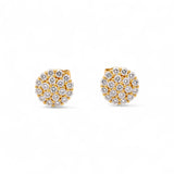 14K Yellow Gold Round Earrings with 1.09Tw Round Lab Grown Diamond - Miral Jewelry
