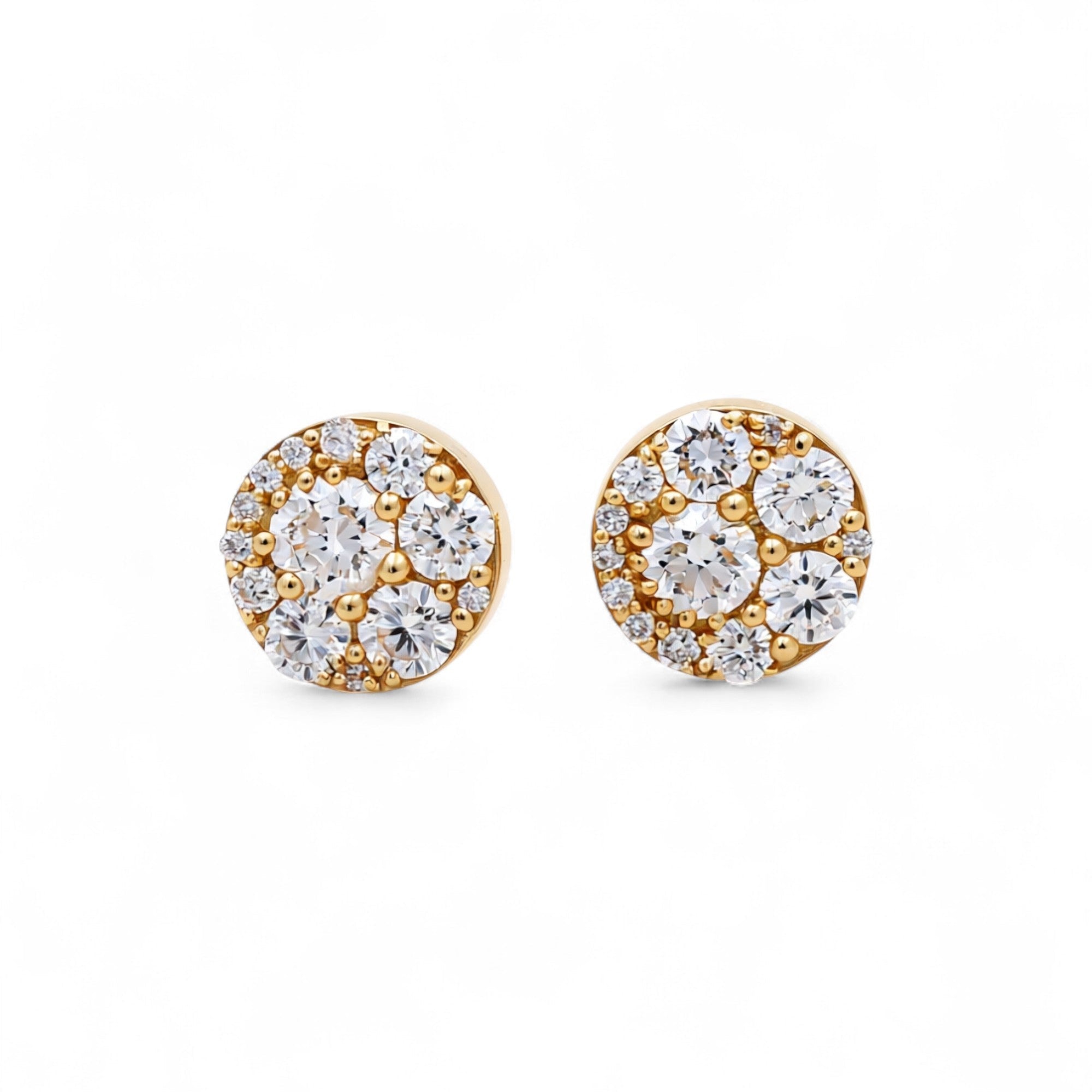 14K Yellow Gold Round Cluster Lab-Grown Diamond Studs 2.55 ct tw