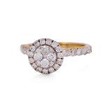 14K Yellow Gold Round Engagement Ring with Rounds Diamonds - Miral Jewelry