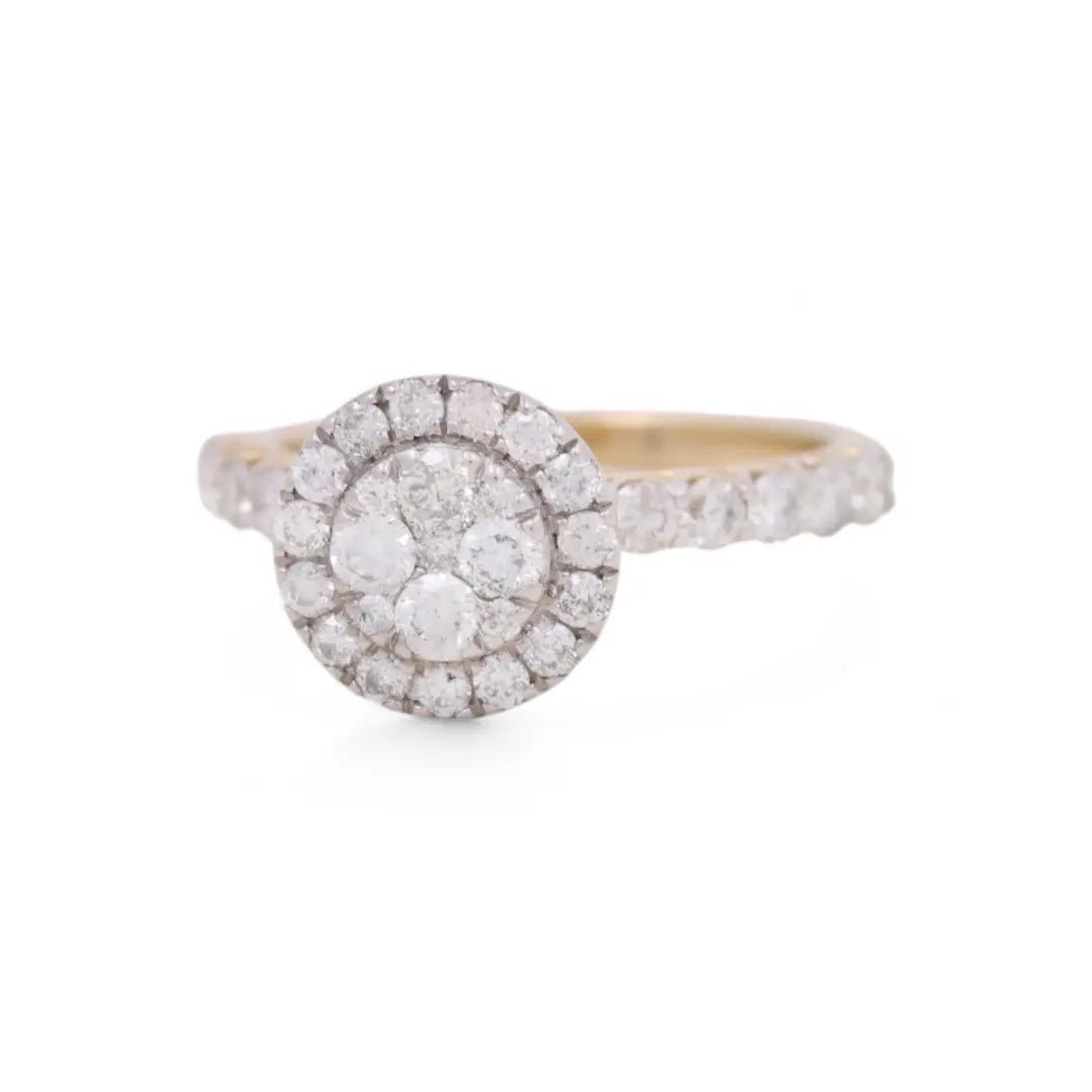 14K Yellow Gold Round Halo Diamond Engagement Ring 1.40 ct tw