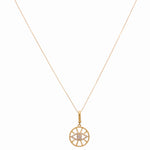 14k Yellow Gold Round Eye Diamond Necklace with 0.14 Tw Round Diamonds - Miral Jewelry