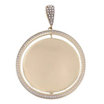 14k Yellow Gold Round Medal Pendant Cz - Miral Jewelry
