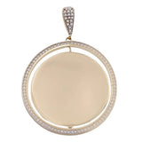 14k Yellow Gold Round Medal Pendant Cz - Miral Jewelry