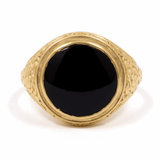14k Yellow Gold Round Onix Fashion Ring - Miral Jewelry