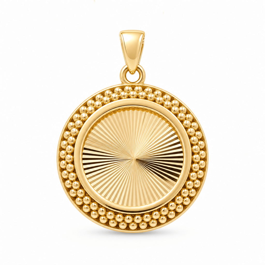 14K Yellow Gold Round Pendant - Miral Jewelry
