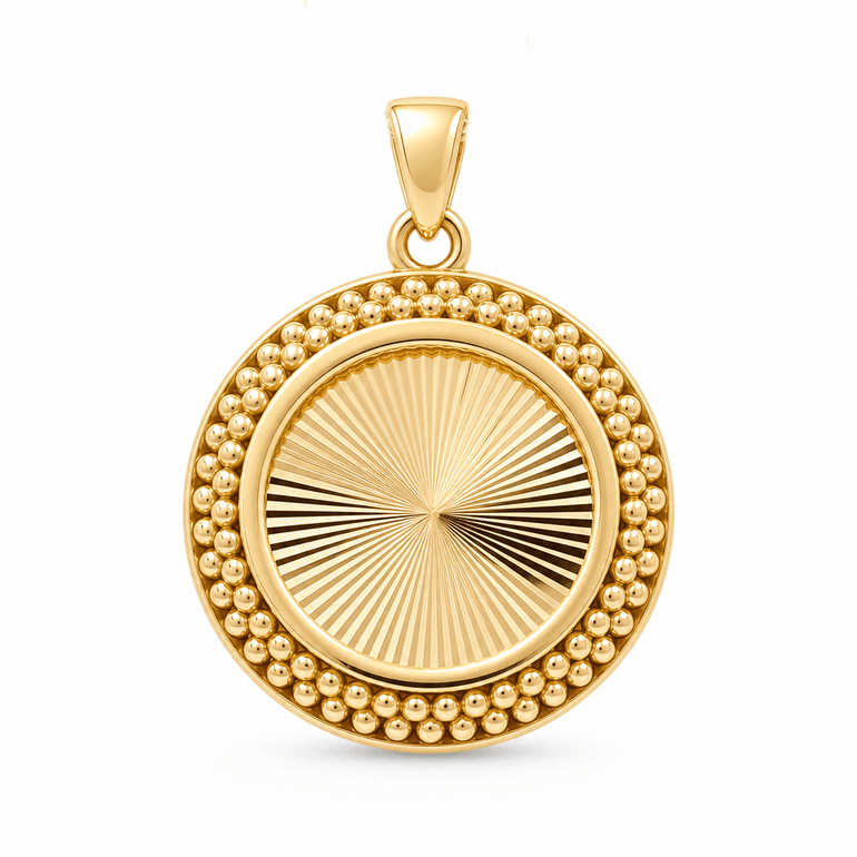 14K Yellow Gold Round Pendant - Miral Jewelry
