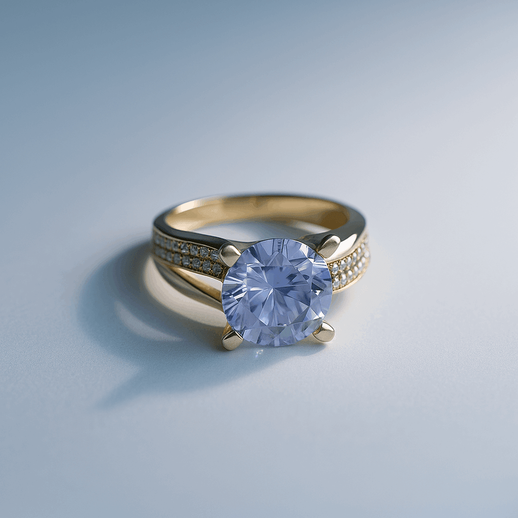 14K Yellow Gold Round Purple Women's Ring - Miral Jewelry
