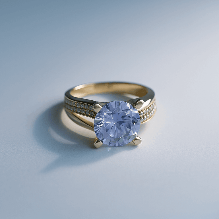 14K Yellow Gold Round Purple Women's Ring - Miral Jewelry