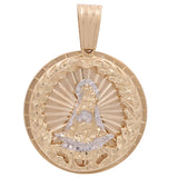 14K Yellow Gold Round Religious Pendant - Miral Jewelry