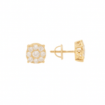 14K Yellow Gold Round Stud Diamond Earrings with 1.15Tw Round Diamonds - Miral Jewelry