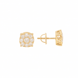 14K Yellow Gold Round Stud Diamond Earrings with 1.15Tw Round Diamonds - Miral Jewelry