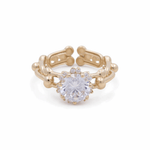 14K Yellow Gold Round White Cz Fashion Women's Ring - Miral Jewelry