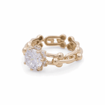 14K Yellow Gold Round White Cz Fashion Women's Ring - Miral Jewelry
