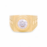 14k Yellow Gold Round White Fashion Men's Ring - Miral Jewelry