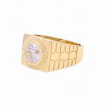 14k Yellow Gold Round White Fashion Men's Ring - Miral Jewelry