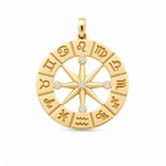 14K Yellow Gold Round With Zodiac Pendant - Miral Jewelry