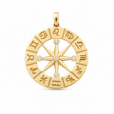 14K Yellow Gold Round With Zodiac Pendant - Miral Jewelry