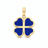 14K Yellow Gold Royal Blue Clover Pendant - Miral Jewelry