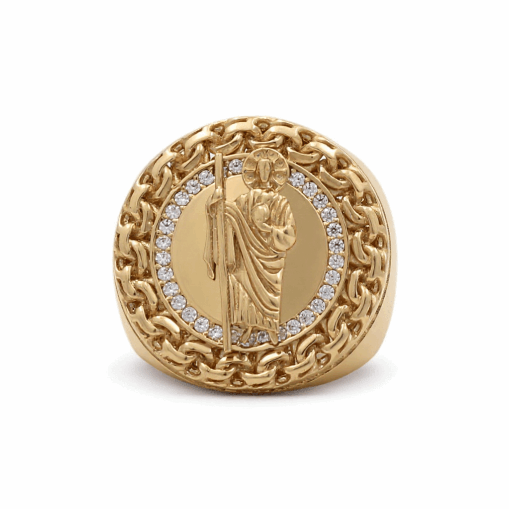 14k Yellow Gold San Judas Fashion Ring - Miral Jewelry