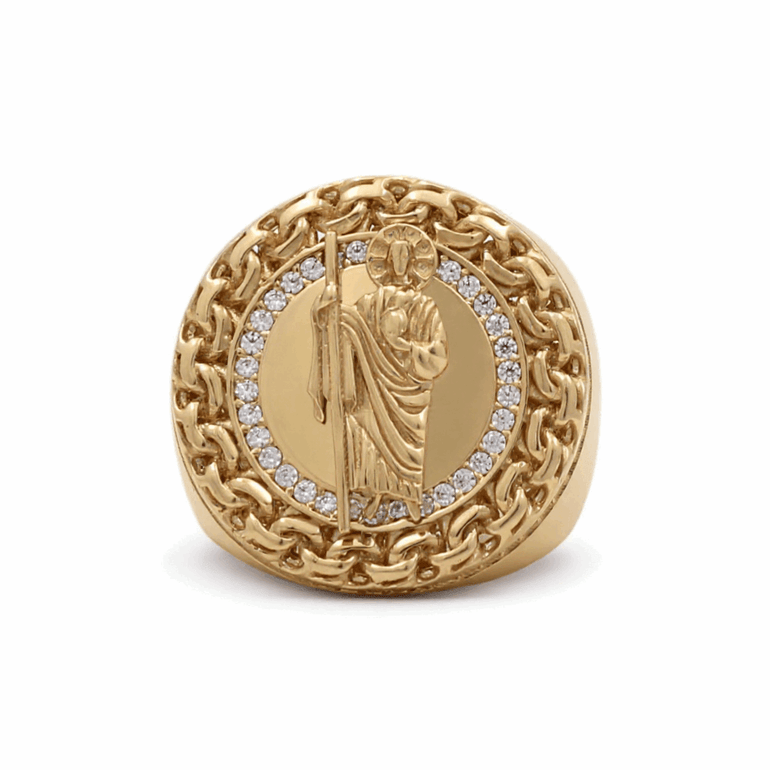 14k Yellow Gold San Judas Fashion Ring - Miral Jewelry