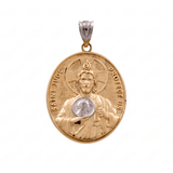 14K Yellow Gold San Judas Oval Medal Pendant - Miral Jewelry