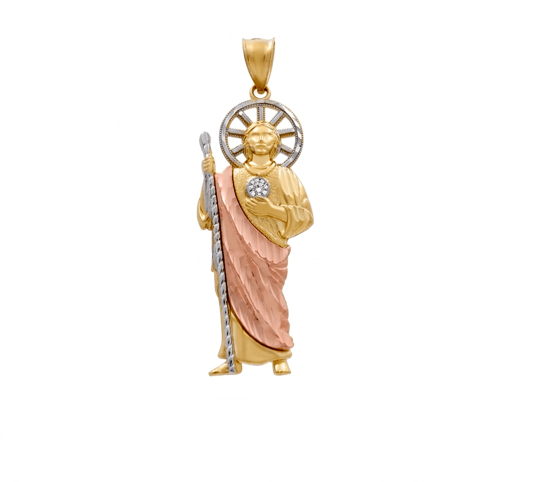 14K Yellow Gold San Judas Pendant - Miral Jewelry
