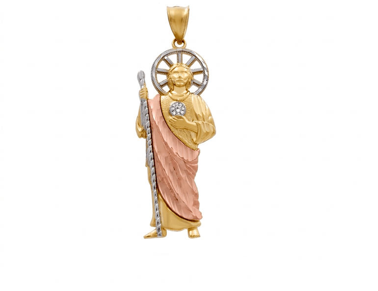 14K Yellow Gold San Judas Pendant - Miral Jewelry