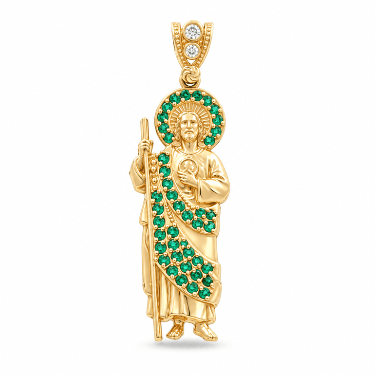 14K Yellow Gold San Judas Pendant - Miral Jewelry
