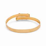 14K Yellow Gold Satin Bangle with Light Blue and Purple Stone Bracelet Women's - Miral Jewelry