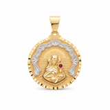 14K Yellow Gold Satin Round Sta Barbara Medal Pendant - Miral Jewelry