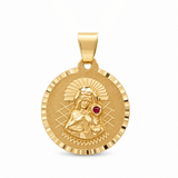 14K Yellow Gold Satin Sta Barbara Medal Pendant - Miral Jewelry