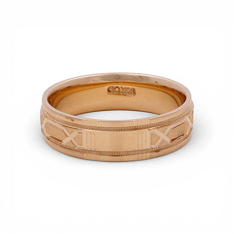 14K Yellow Gold Satin Wedding Band Ring - Miral Jewelry
