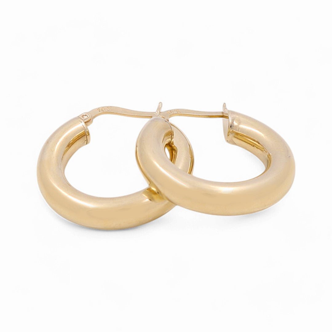 14K Yellow Gold Chunky Tube Small Hoop Earrings 3.1 g