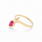 14K Yellow Gold Snake with Red Stone Fashion Women's Ring - Miral Jewelry