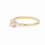 14K Yellow Gold Three-Stone CZ Ring with Baguettes – view 2