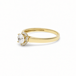 14K Yellow Gold Flower-Set CZ Solitaire Ring – view 2