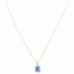 14K Yellow Gold Square Blue Necklace - Miral Jewelry