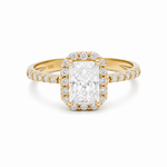 14K Yellow Gold Square Cz Fashion Women's Ring - Miral Jewelry